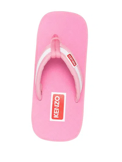 Kenzo Rubber Sole Sandals With Open And Square Design In Pink