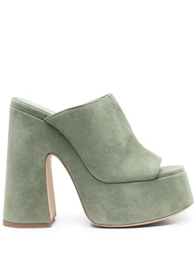 Vic Matie Open-toe 140mm Suede Mules In Green