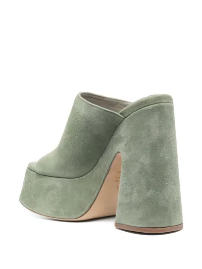 Vic Matie Open-toe 140mm Suede Mules In Green