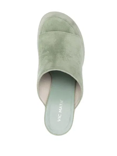 Vic Matie Open-toe 140mm Suede Mules In Green