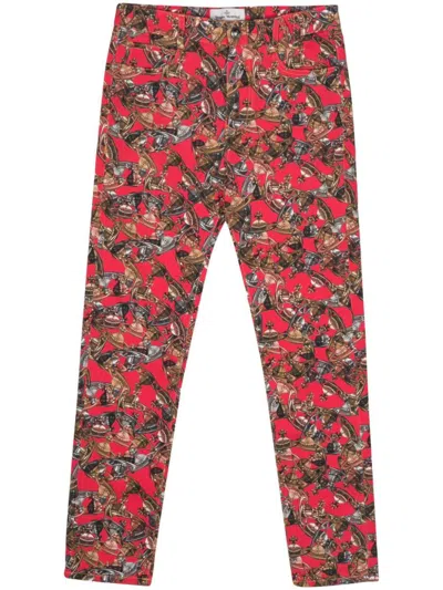 Vivienne Westwood Signature Logo Print High-waisted Trousers In Crazy Orb