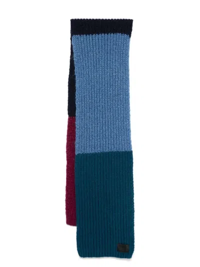 Shop Paul Smith Wool Colorblock Scarf In Blue