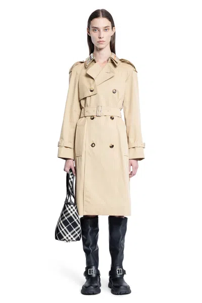 Shop Burberry Woman Beige Coats