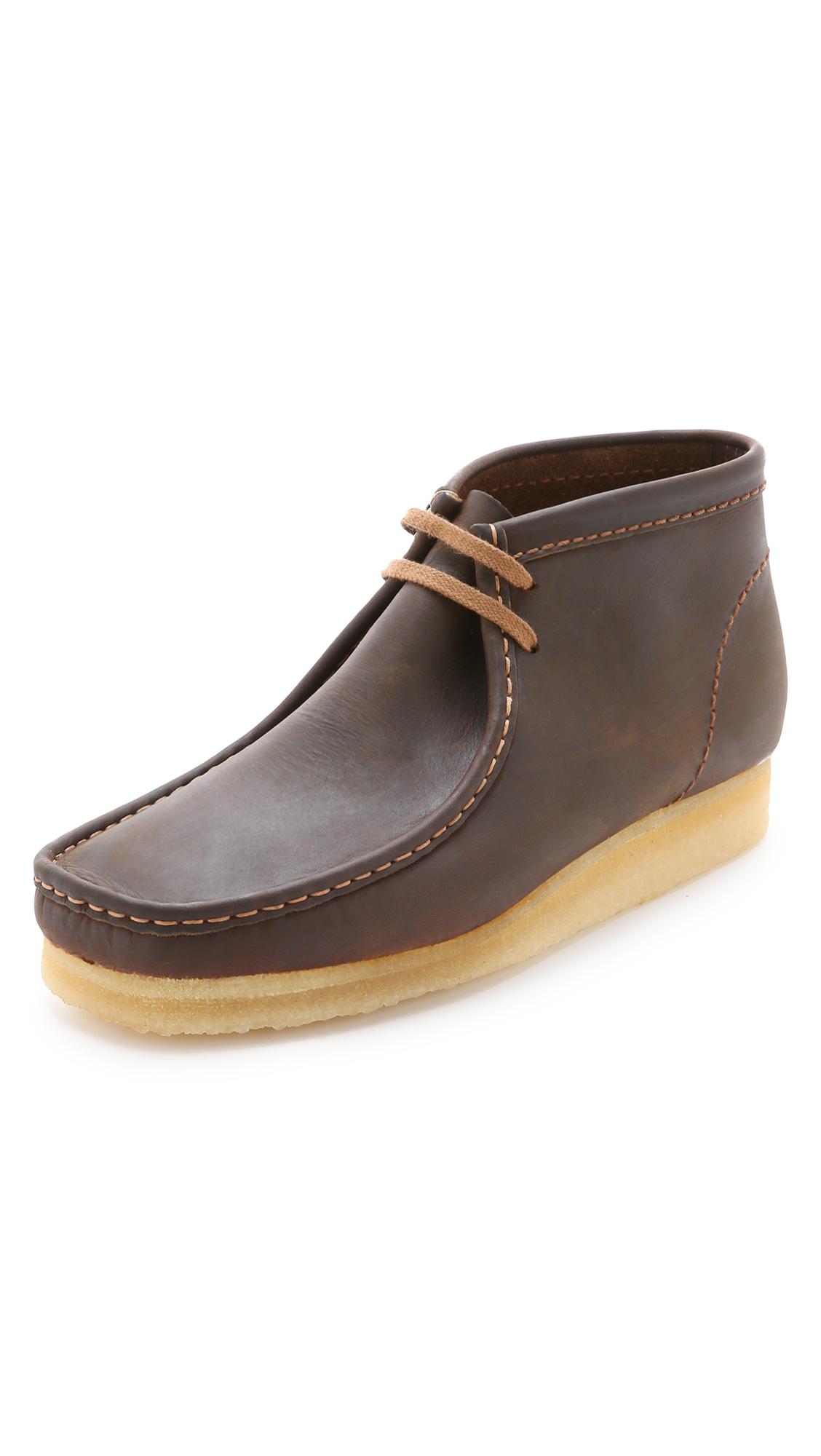 clarks brown leather wallabees
