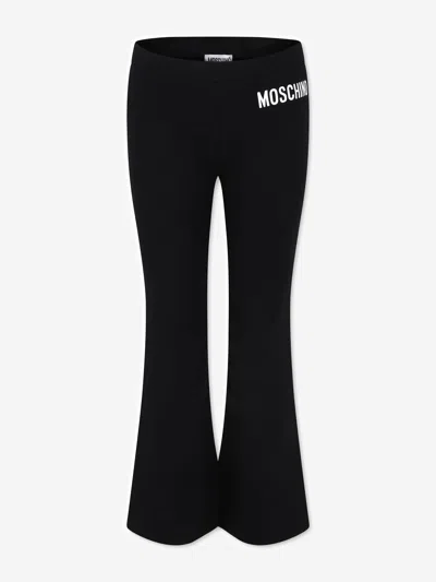 Moschino Black Leggings For Girl With Logo In Black