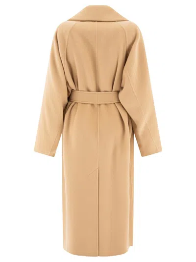 Shop Sportmax "orense" Cashmere-blend Robe Coat In Beige