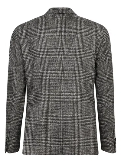 Tagliatore Houndstooth Jacket In Grey-white-black In Black