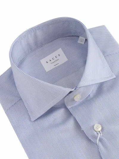 Xacus Light Blue Striped Shirt In Multicolor