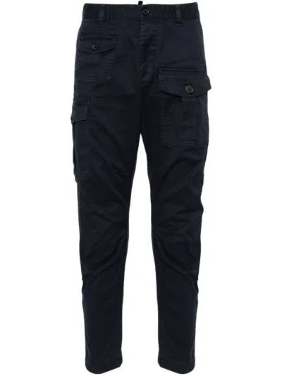 Shop Dsquared2 Cotton Cargo Trousers In Blue