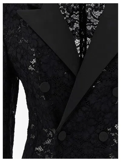 Shop Saint Laurent Guipure Lace Tuxedo Blazer In Black