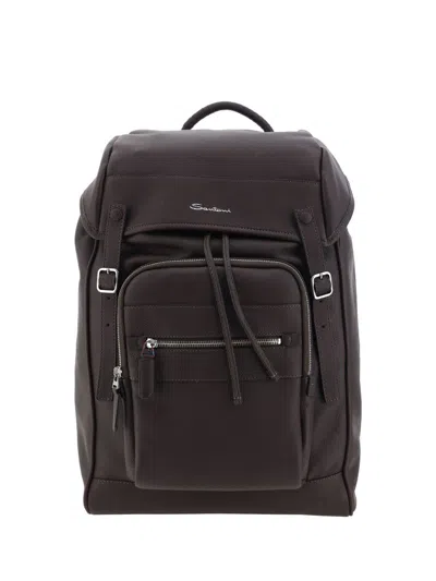 Shop Santoni Backpacks In Brown