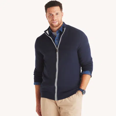 Nautica Mens Big & Tall Navtech Mock-neck Full-zip Sweater In Blue