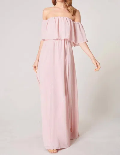 Sugarlips Off-shoulder Chiffon Dress In Blush In Gold