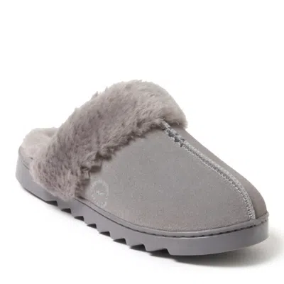 Dearfoams Helena Genuine Suede Scuff With Prayer Seam In Grey