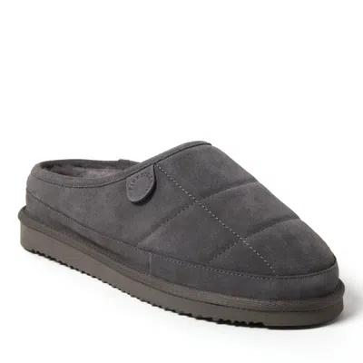 Dearfoams Fireside By  Men's Grafton Quilted Genuine Shearling Clog Slipper In Grey