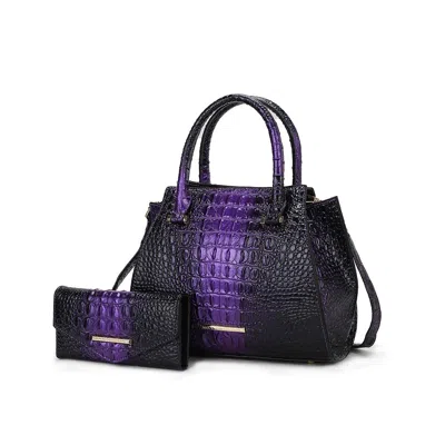 Mkf Collection By Mia K Bently Croc-embossed Tote & Wallet Set Handbag By Mia K. In Purple