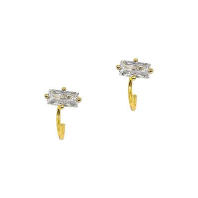 Adornia 14k Gold Plated Baguette Huggie Hook Hoops In Gold