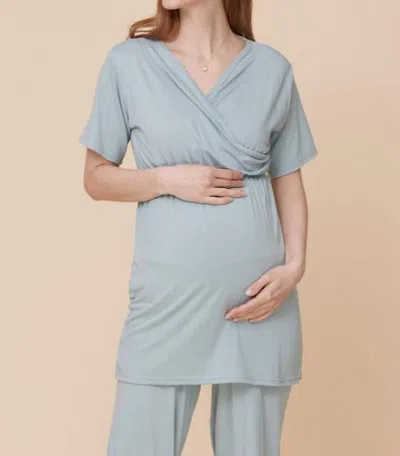Liv Maternity Jersey Nursing Set In Baby Blue In Blue