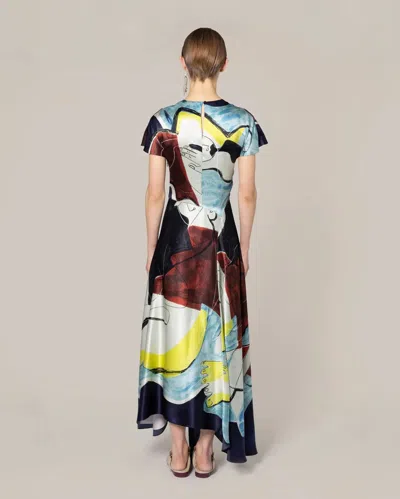 Roksanda Adriana Printed Satin Midi Dress In Brown