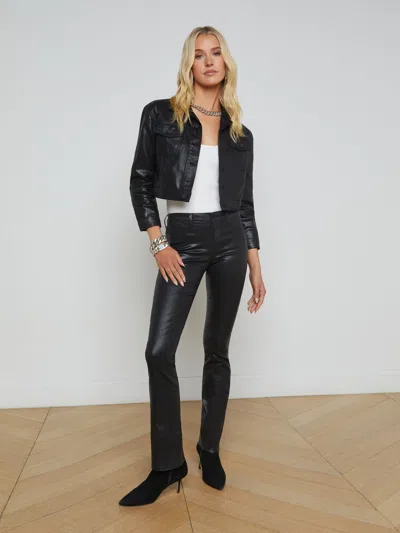 L Agence Koda Coated Jacket In Noir Coated