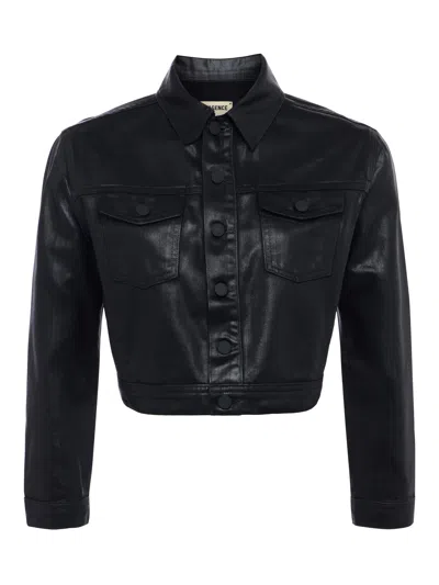 L Agence Koda Coated Jacket In Noir Coated