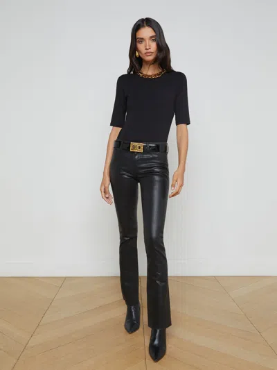 L Agence Saundra Crewneck Half-sleeve Top In Black