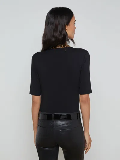 L Agence Saundra Crewneck Half-sleeve Top In Black