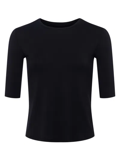 L Agence Saundra Crewneck Half-sleeve Top In Black
