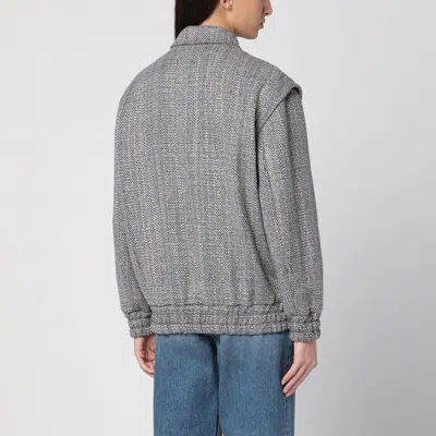 Golden Goose Wool Blend Herringbone Bomber Jacket In Blue
