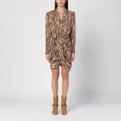 Isabel Marant Cleora Snake Print Mini Dress In Cream