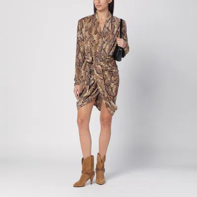 Isabel Marant Cleora Snake Print Mini Dress In Cream