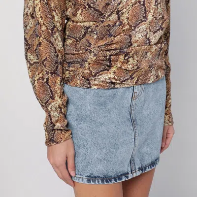 Isabel Marant Draped Snakeskin Wrap Blouse In Cream