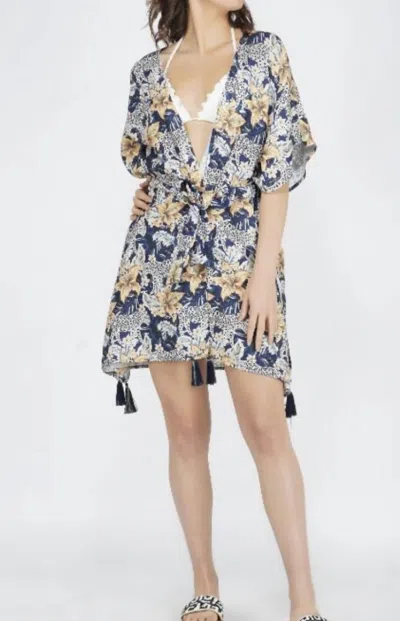 America & Beyond Wild Flowers Kimono In Navy Multi In Multi