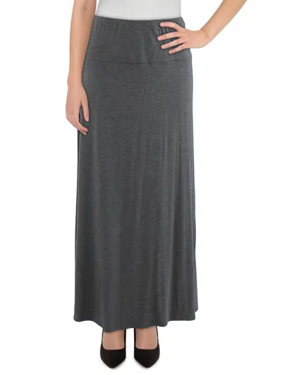24seven Comfort Apparel Womens Elastic Waist Solid Color Maternity Maxi Skirt In Grey