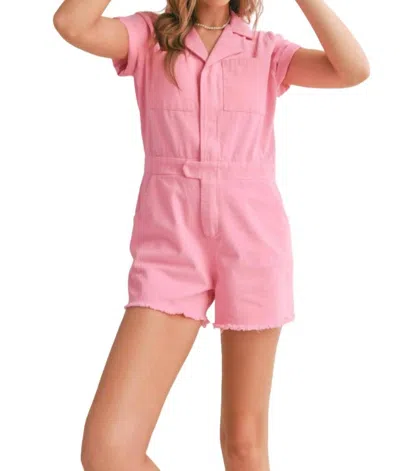 Sadie & Sage Sweet Pea Denim Romper In Pink In Pink