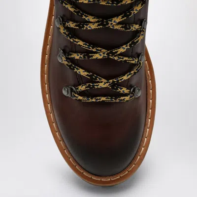 Prada Women's Ebony-coloured Leather Lace-up Boot In Brown