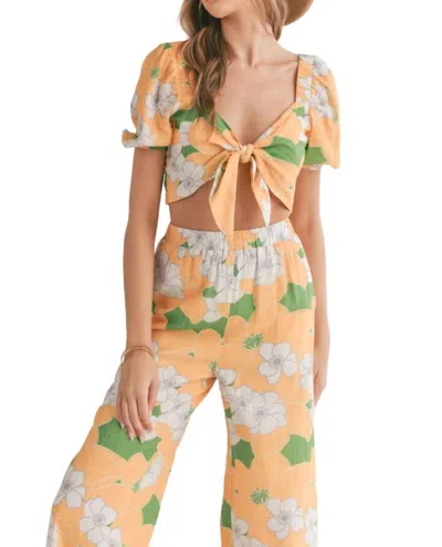 Sadie & Sage Desert Flower Front Tie Crop Top In Yellow Multi In Multi