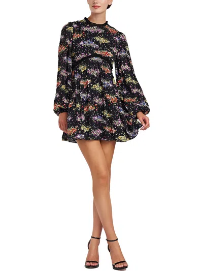 Amur Womens Above Knee Floral Print Mini Dress In Black Multi