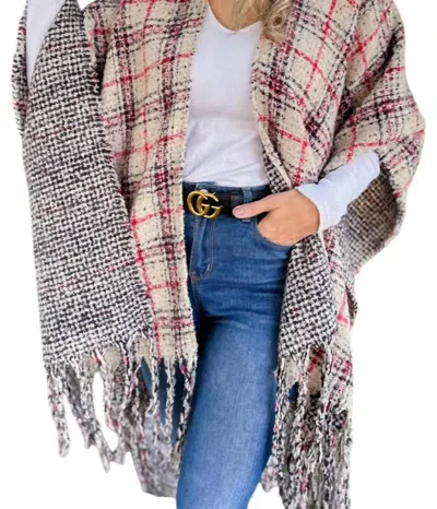 Amoli Plaid Reversible Ruana In Ivory In Multi