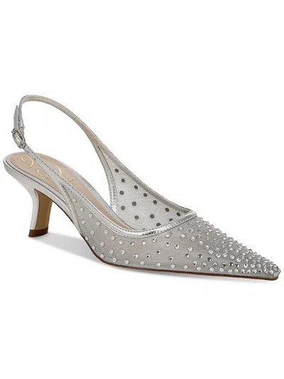 SAM EDELMAN BIANKA WOMENS MESH KITTEN HEEL SLINGBACK HEELS 