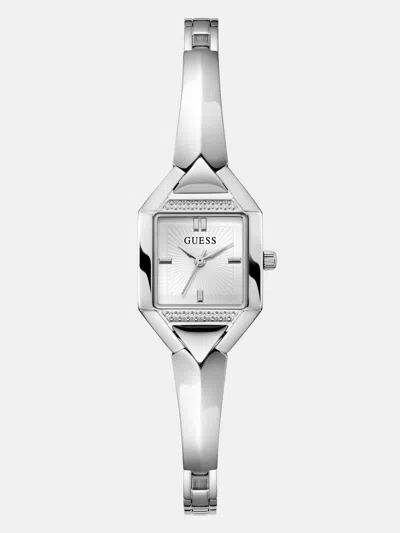 Guess Factory Silver-tone Geometric Analog Watch In Silver