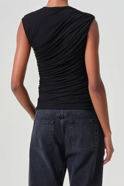 Agolde Ester Twist Tank Top In Black In Black