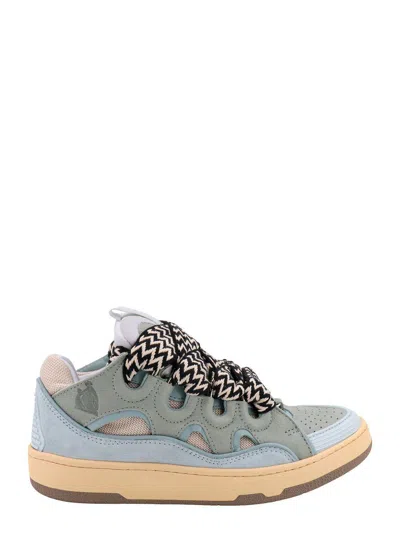 Lanvin Light Blue Leather Curb Sneakers In Pale Blue