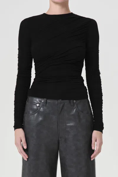 Agolde Tania Ruched Stretch-jersey Top