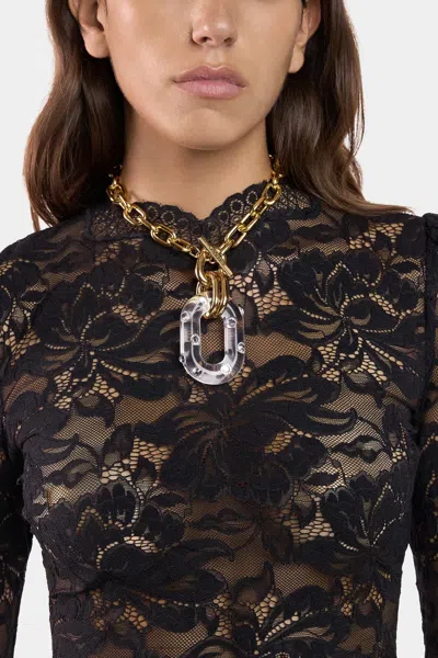 Rabanne Xl Link Crystal Embellished Single Pendant Necklace In Gold