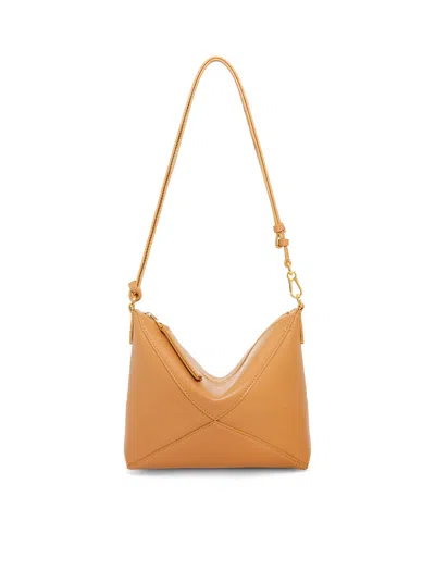 Loewe Puzzle Fold Clutch Bag In Shiny Calfskin In Brown