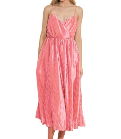 Flying Tomato Megan Midi Plisse Dress In Rose In Multi