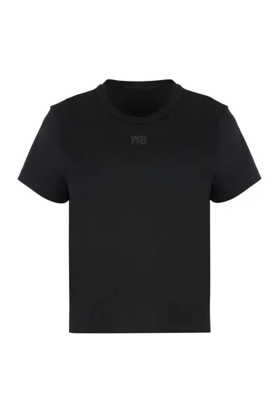 Alexander Wang Essential Jersey Shrunk Tee With Puff Logo Black In Black