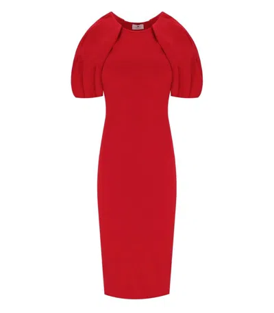 Shop Elisabetta Franchi Red Passion Knitted Midi Dress