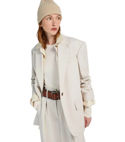 Shop Weekend Max Mara Roal Ecru Single-breasted Blazer In White